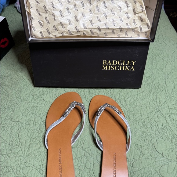 Badgley Mischka Silver and Brown Sandals - Picture 1 of 4